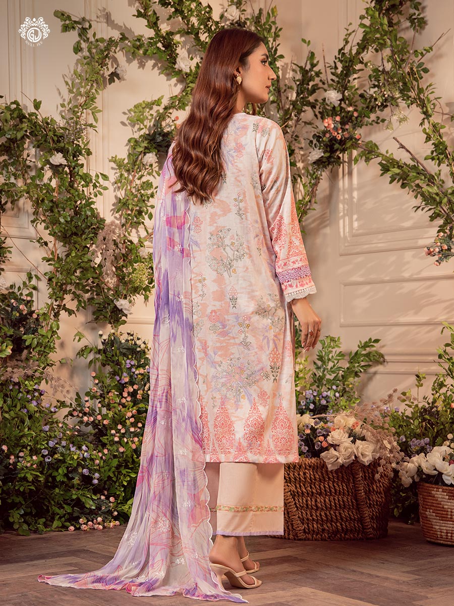 Gull Jee 3 piece Un-stitched Embroidered Lawn (Shirt Trouser & Dupatta)