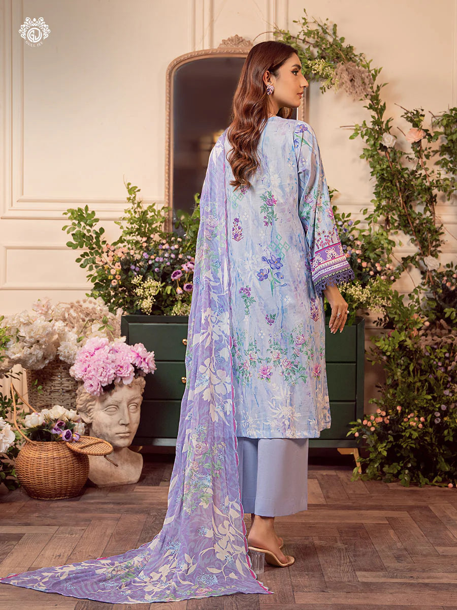 Gull Jee 3 piece Un-stitched Embroidered Lawn (Shirt Trouser & Dupatta)
